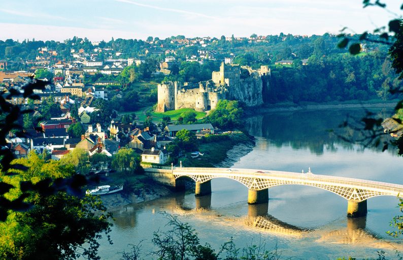 Chepstow Castle, Wales: Gorgeous Norman Castle On The River Wye 1 Chepstow Castle and town on the River Wye, Gwent, on the border between England and Wales, UK