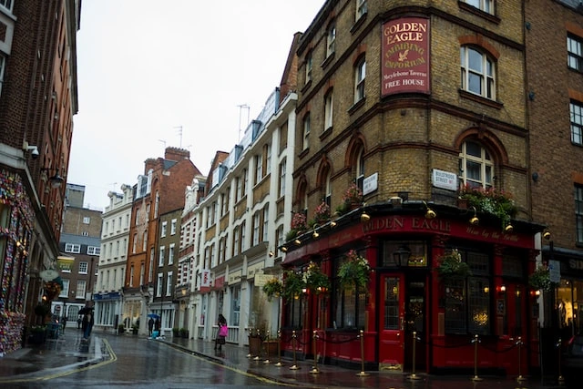 Weather in London in September 2 a rainy day street in london
