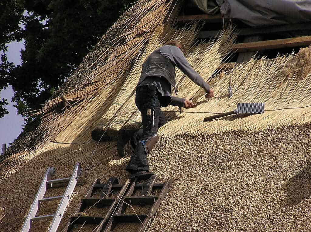 20 Gorgeous English Thatched Cottages 1 thatcher making a thatched roof